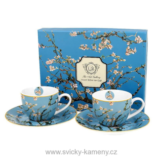 PICCOLO - DÁRKOVÝ ŠÁLEK S PODŠÁLKEM 110 ml VINCENT VAN GOGH "Mandlový strom" 2kusy